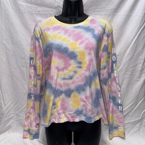Hollister Women's Pastel Tie-Dye Long Sleeve Tee